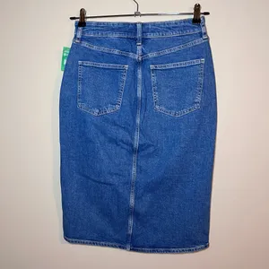 Gap NEW Denim Stretch Front Slit Midi Pencil Skirt Indigo Blue Size 6 thumbnail 6