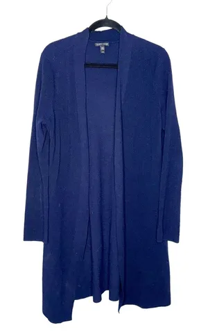 Eileen Fisher Cardigan Womens Medium Blue‎ Excellent Wool Blend Longline Duster thumbnail 1