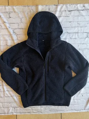 Uniqlo Fleece Full Zip Fluffy Jacket Navy Size S Hooded Streetwear Warm Womens thumbnail 2