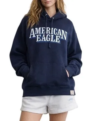 Vintage American Eagle Outfitters Blue Long Sleeve Hooded Sweatshirt thumbnail 1
