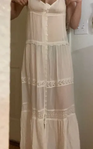 PPLA Boho sheer the‎ attic mystic vest maxi dress v-neck duster sz small white NEW thumbnail 1