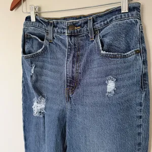 Levis Premium 70s Super High Rise Flare Slim Medium Wash Denim Blue Jeans Sz 28 thumbnail 11