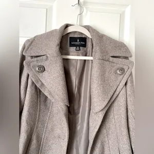 London Fog Wool Blend Pea Coat Women’s XS Taupe Lined Classic Winter Jacket thumbnail 3