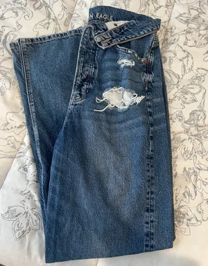 American Eagle Highest Rise Baggy Dreamy Drape Fold Over Jeans thumbnail 6
