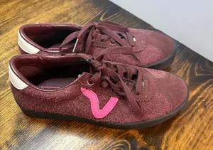 Vans Burgundy And‎ Pink Sneakers Size 7 thumbnail 1