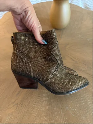 Women's Jessica Simpson Gold Rhinestone Ankle Boots size 7 thumbnail 3