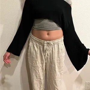 Source Unknown Long sleeve black crop top thumbnail 2