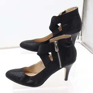 Adrienne Vittadini Pumps Womens 9 Tigress Black Snakeskin Embossed Zip Excellent thumbnail 1