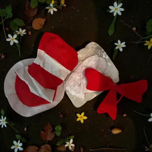 Cat In The Hat Costume Accessory Set Red White Adult Size Hat Gloves Bow tie thumbnail 4
