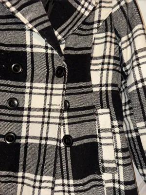 Larry Levine Black and White Plaid Peacoat thumbnail 2