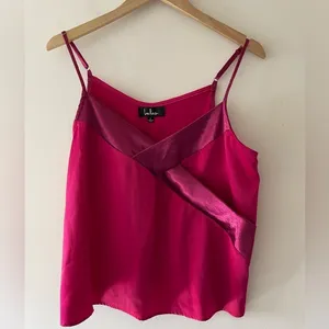 Lulus Reanna Magenta Pink Satin Surplice Tank Top‎ thumbnail 2