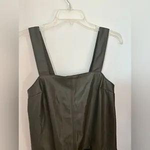 Abercrombie & Fitch Faux Leather Mini Dress Pockets Size XS Green thumbnail 4