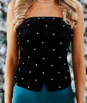 Endless Rose Black Velvet bustier with Rhinestones medium‎ thumbnail 1
