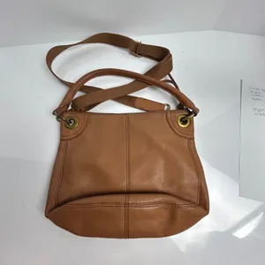 Fossil Cognac Brown Pebbled Leather Hobo Crossbody Bag Antique Brass Hardware thumbnail 9