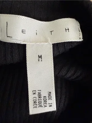 Leith women’s size M Black Ribbed Mock Neck Sleeveless Midi Dress (E76) thumbnail 9