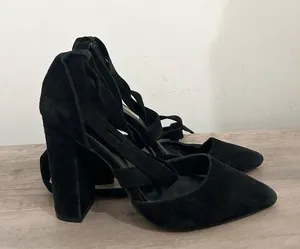 STEVE MADDEN bryony suede black point toe heels lace up elegant 5.5 thumbnail 1