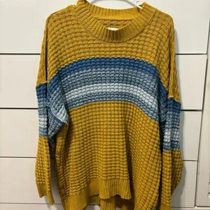 Urban Outfitters BDG Max Oversized Waffle Knit Sweater Yellow thumbnail 1