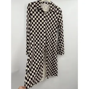 Eb Luxe Checkered Blouse Open Tunic Button Down M Long Sleeve Boho Western M Brown Size M thumbnail 6