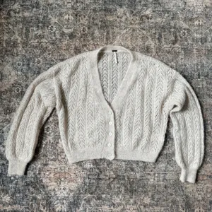 Free People Amelia Cardi Cream Alpaca Knit Button Front Cardigan Sweater S thumbnail 3