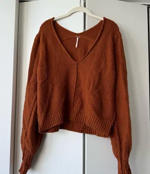 Free People Warm Cinnamon V-Neck Sweater thumbnail 1