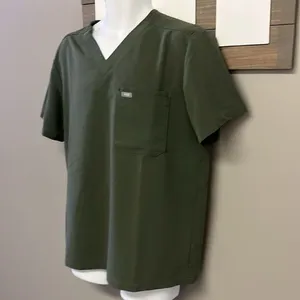 FIGS Technical Collection Olive Short Sleeve PO1644 Medical Scrub Shirt- Large thumbnail 2