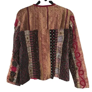 Velvet Red Jacket Witch Patchwork Medieval Bohemian Tapestry Ren Faire Medium thumbnail 3