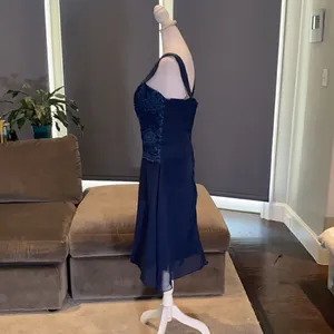 Women’s Navy Tea Length Formal Wedding Dress with Matching Jacket Size 12 NWOT thumbnail 4