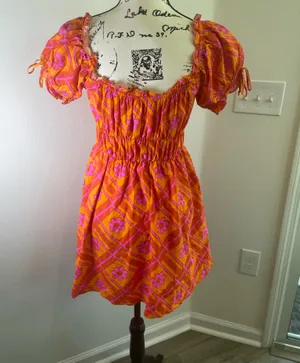 Show me Your Mumu x Barbie Mini dress Sz XS Hot pink /Orange thumbnail 13