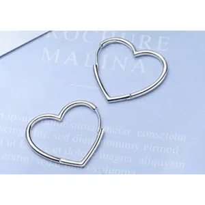 NEW Heart‎ Hoop Earrings, Rhodium Plated 925 Silver thumbnail 9