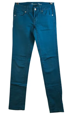 American Eagle Outfitters Skinny Jeans Teal‎ Blue Stretch Women 00 thumbnail 1