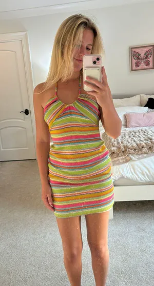 Bailey Rose Striped Mini Dress Multi Size M thumbnail 1
