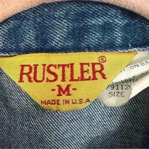 Vintage Rustler Jacket Medium Wash Boxy Crop Denim Trucker Jean Womens‎ Medium thumbnail 6
