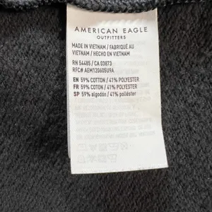 American Eagle Cropped Sweatshirt Women XL Charcoal Black Roll Hem Crop Crewneck thumbnail 14