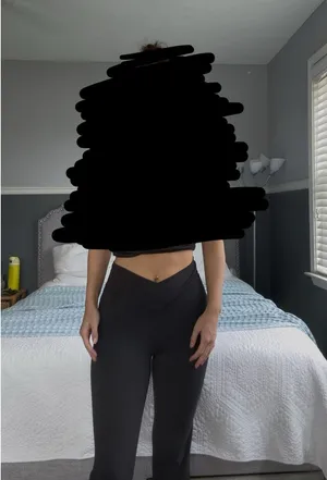 Black Flare Front Slit Leggings Size M thumbnail 1