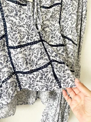 NWT Raga Boho Bell Sleeve Floral‎ Blouse Top Small Blue White Anthro thumbnail 5