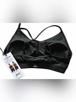 NWT ALO Yoga Ultimate Bra w Pads Hunter Green size S Modern Mesh Gym Run Workout thumbnail 2