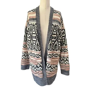 Lucky Brand Women's Southwest Aztec Cardigan Sweater Size Large Oversized boho thumbnail 3