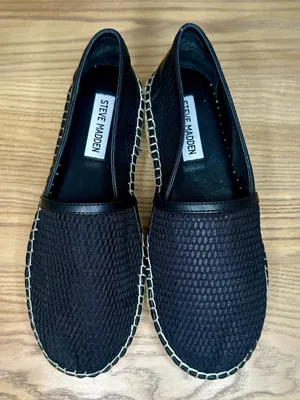 Steve Madden Baywalk Black Mesh Espadrille Platform Flat thumbnail 2