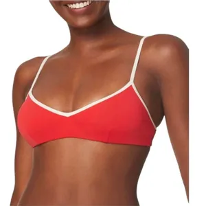 Andie Swim NWT The Bells Bikini Top Poppy Red White Trim Sporty Chic XL thumbnail 10