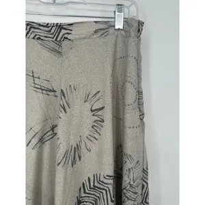 Le Lis Skirt Women‎ Medium Abstract Print Rayon Midi Modern Flowy Grey Black thumbnail 2
