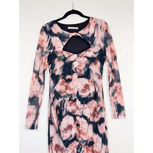 Abercrombie Fitch Dress Black Midi Bodycon Abstract Cutout Long Sleeve Medium thumbnail 6