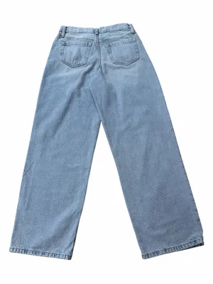 Garage Clothing Low Rise Baggy Wide Leg Denim Jeans Light Blue Wash thumbnail 2