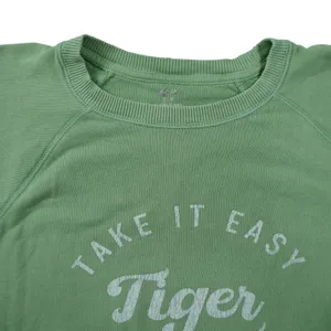 Aerie Take It‎ Easy Tiger Graphic Sweatshirt Sage Green Raglan Sleeve Womens M thumbnail 2