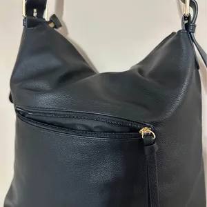 Black and brown vegan leather bucket bag petite Simone thumbnail 7