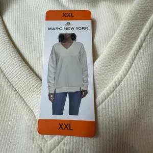 NWT Marc New York Top Women's XXL Ivory V Neck Pullover Thick Ribbed Shirt thumbnail 4