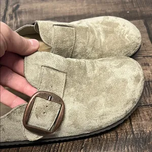 Madden Girl Taupe Suede Buckle Mules thumbnail 4