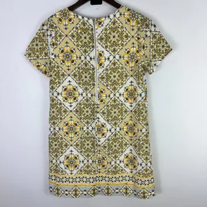 Lulus‎ Dress XS Yellow Ivory Baroque Tile Print Mod Shift Mini Resort Travel thumbnail 3