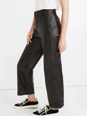 Like New Madewell Emmett Wide Leg Faux Leather Pants Size 29 Retail $148.00 thumbnail 2