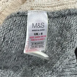 M&S Marks and Spencer Tan Grey Knit Wool Blend Tunic Sweater Women’s 6 thumbnail 4
