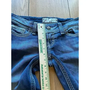 BKE STELLA Denim Blue Jeans Women's Size 27 24" CROP 3" Single Cuff Preppy Party thumbnail 15
